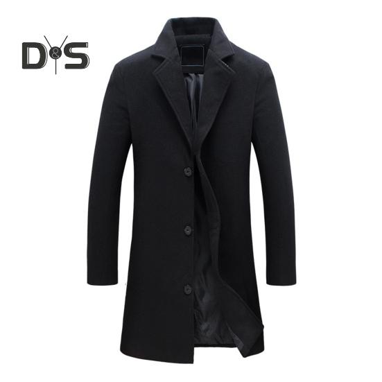 

Мужское шерстяное пальто с лацканами и длинным рукавом, однобортная куртка, однотонное ветрозащитное деловое повседневное пальто XXL