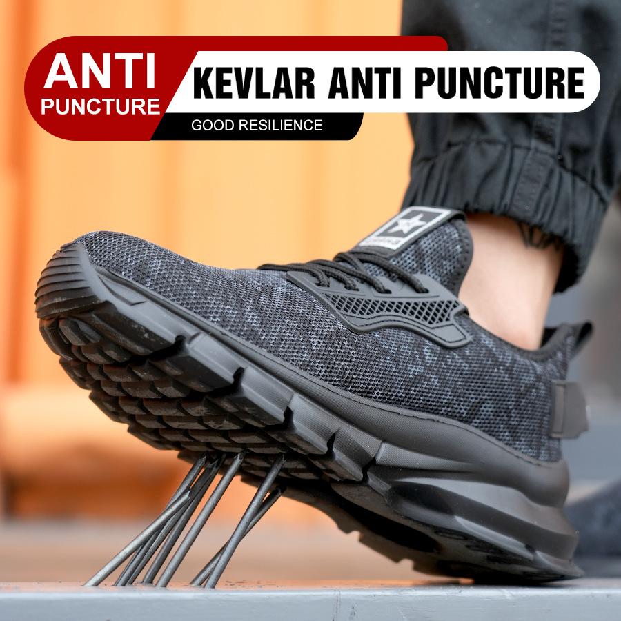 Fashion Lightweight Safety Shoes Work Sneakers Men Puncture-Proof Protective Shoes Breathable Steel Toe Shoes Security Boots Non-slip