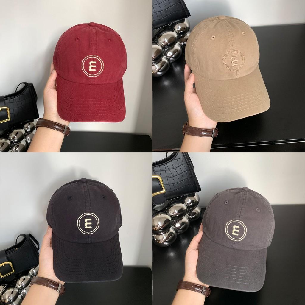 Embroidered Letter M Panel Baseball Hat Breathable Cotton Street Looks Style