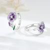 Original 925 Silver Needle Purple Violet Flowers Earrings Versatile Hoop For Women Jewelry Birthday Party Fine Gifts