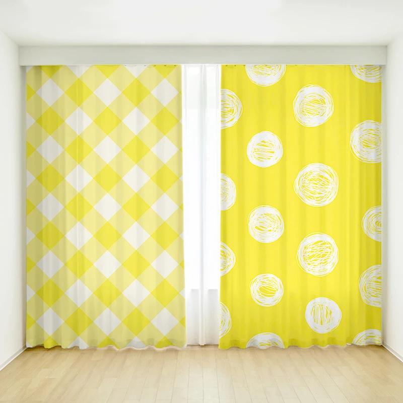 Bedroom Curtain Cartoon Green Simple Creative Flower Art Girl Children's Room Study Bay Window Curtain High Shading 2 Pcs New