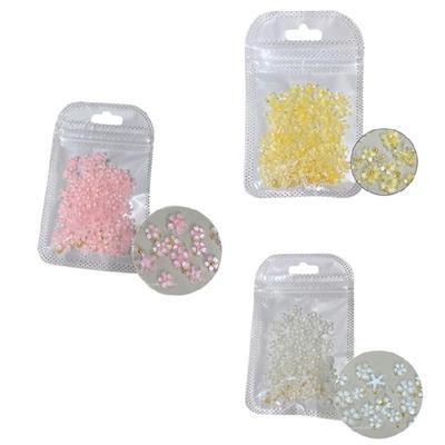 3D Flower Nails Art Charms Resin White Pink Flower Nail Charm for Acrylic Nails