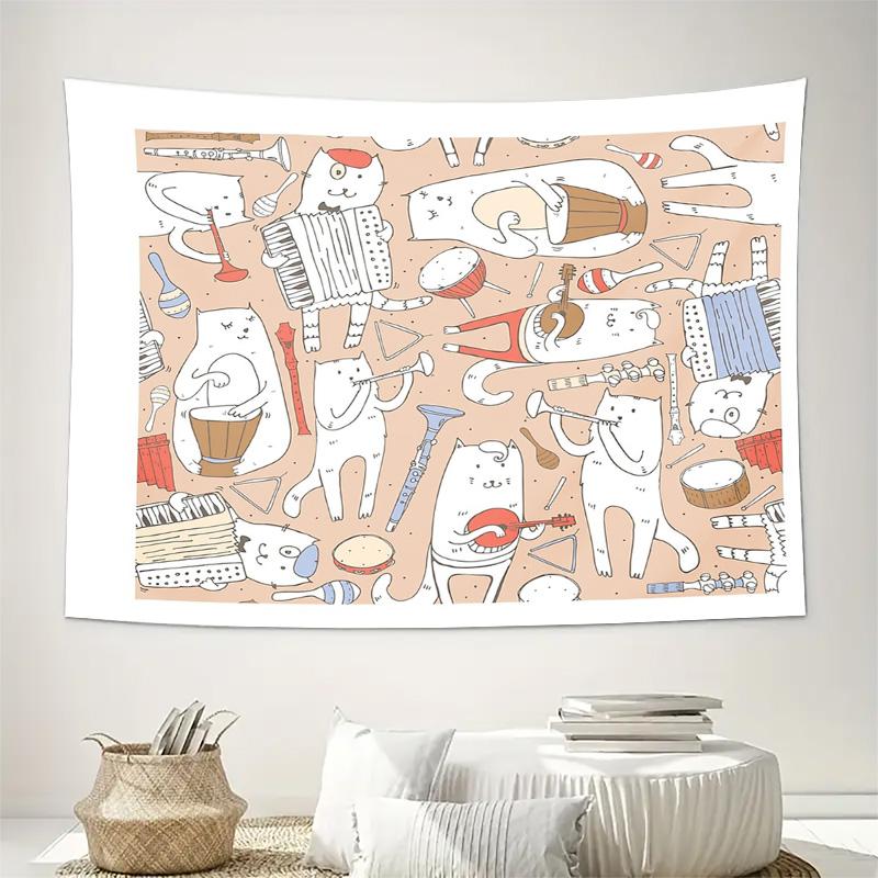 Music Tapestry Vintage Orchestra Wall Hanging Bohemian Home Decor Aesthetic Room Decor Festival Backdrop Musical Gift Wall Art