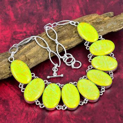 Gelbe Australische Triplet Opal Halskette Edelstein Schmuck, 925 Sterling Silber Halskette, Verstellbare handgemachte Kette Halskette Geschenk für Frau Schmuck