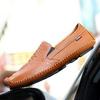 Plus Size Men's Cowhide Driving Moccasins - Casual Leather Shoes, British Style, Trendy Cross-Border Design.