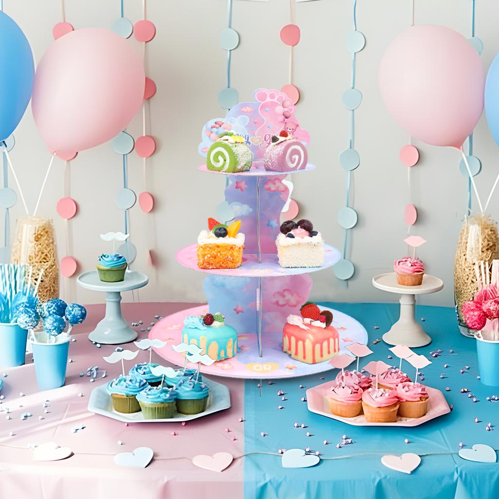 Gender Reveal Party Cupcake Stand Birthday Party Decor Kids Boy Girl Gender Reveal Birthday Party Favors Supplies Baby Shower