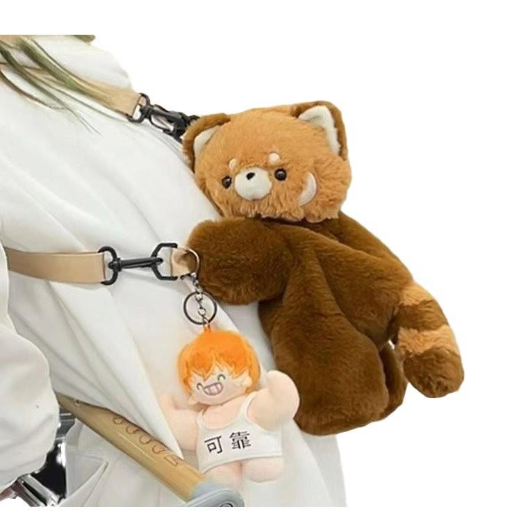 Little Raccoon Bag Plush Red Panda Messenger Bag Girl Backpack Doll Cartoon Backpack