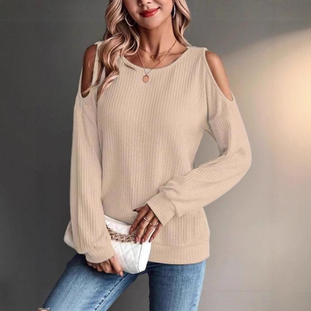 Fall Winter New Women's Off Shoulder Loose Casual Long Sleeve T-shirt Top For European American Cross-border