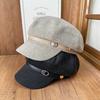 New autumn and winter retro woolen star cap women's leather buckle belt decoration commuting daily wear temperament hat