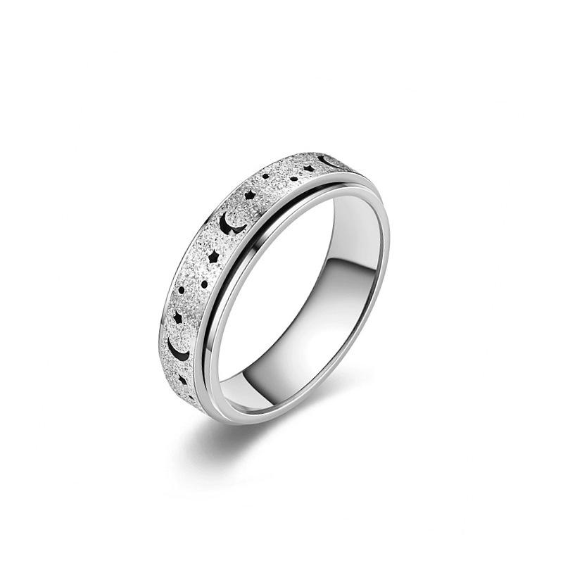 

Star Moon Rotating Ring: Decompression Anti-Anxiety Hollow Hand Jewelry Size 11