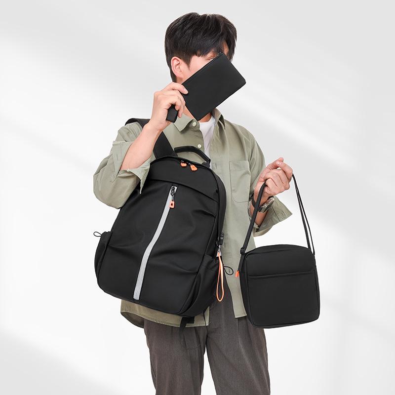 Men's Fashion Business Travel Backpack Set: 3-Piece Multifunctional Bag for Cross-Border Use