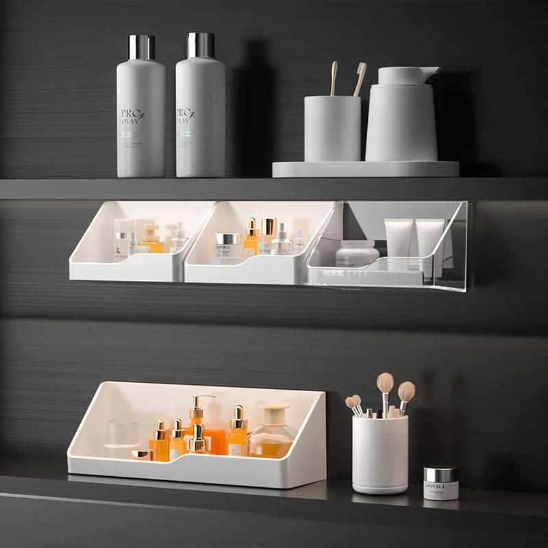 Practical Storage Rack Wall Mounted Case Bathroom Kitchen Organizer Container Bedroom Self Adhesive Space Saving Hanging Shelf