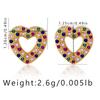 Women Sweet 18k Gold Plated Heart Shape Zircon Stud Earrings Jewelry