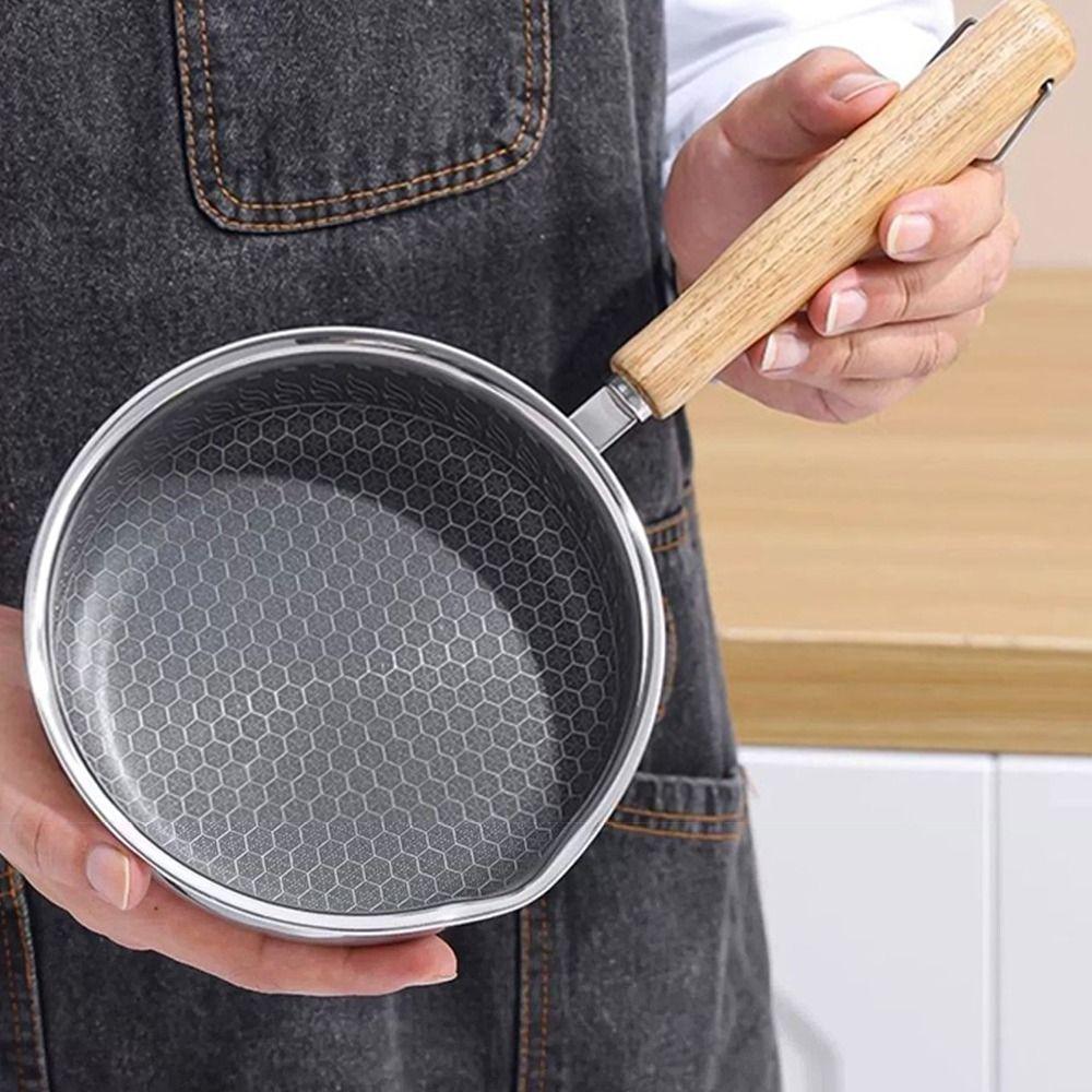 Non-stick Surface Frying Pan Stainless Steel Non-stick Pan Mini Uncoated Pan Outdoor Camping