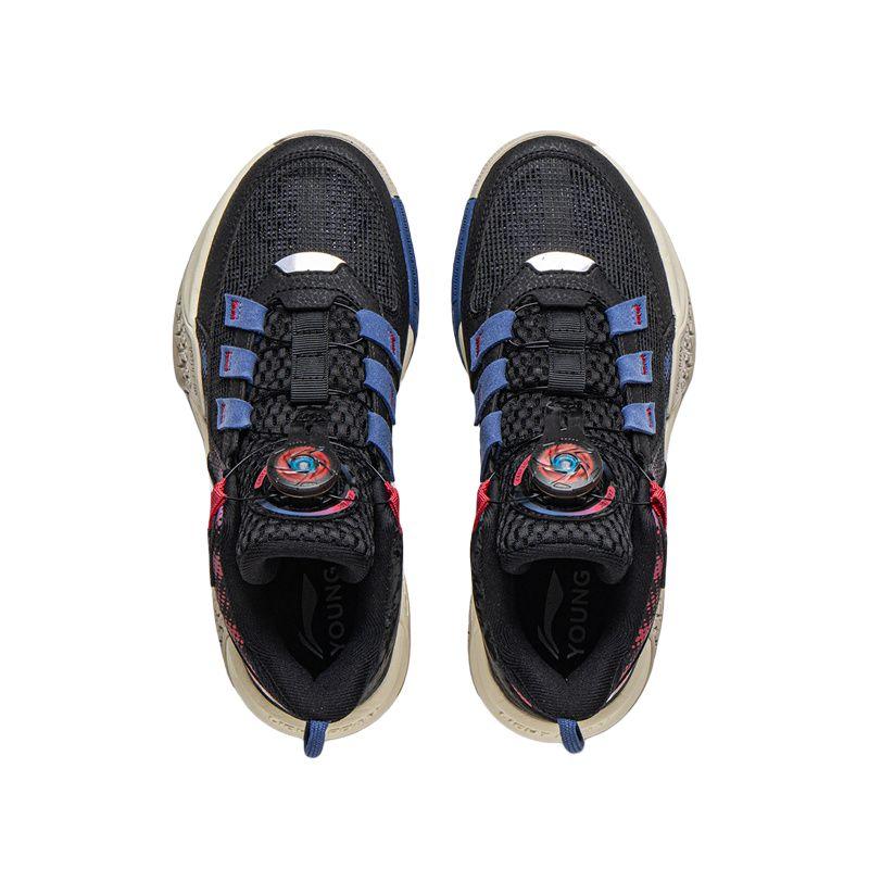 Li Ning Kids Basketball Shoes Comfortable Non-Slip Kids Sneakers Black Deep-Berry-Red YKBV058-3