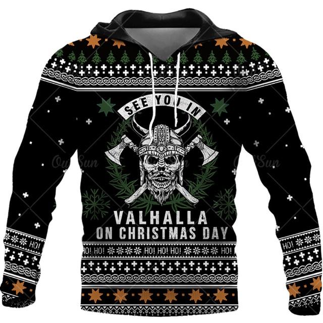 Vzor Vikings Podzim Pánské mikiny s kapucí Viking Mythology Potisk Unisex Pulovr Street Punk Bundy pro volný čas Kabát