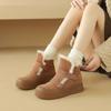 Fashion NEW Winter Women Boots Cow Suede Leather Shoes for Women Round Toe Platform Shoes Warm Wool Snow Boots Hook&loop Ankle Boots