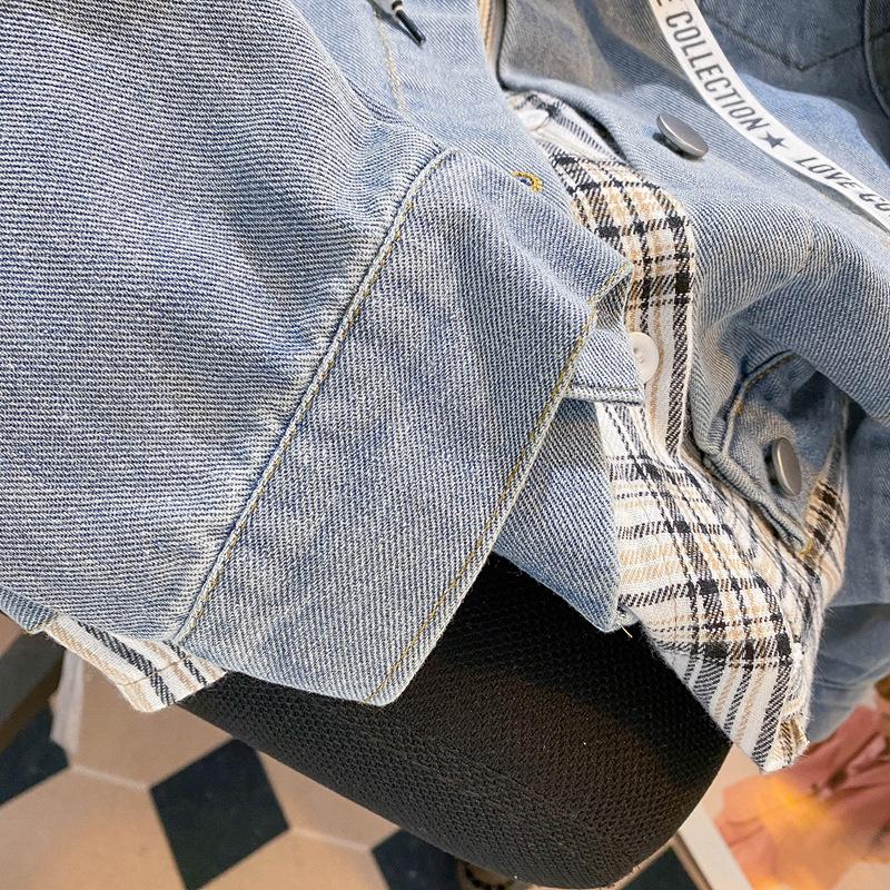 Girls' Loose Fit Denim Hooded Jacket - Junior & High School Autumn Top