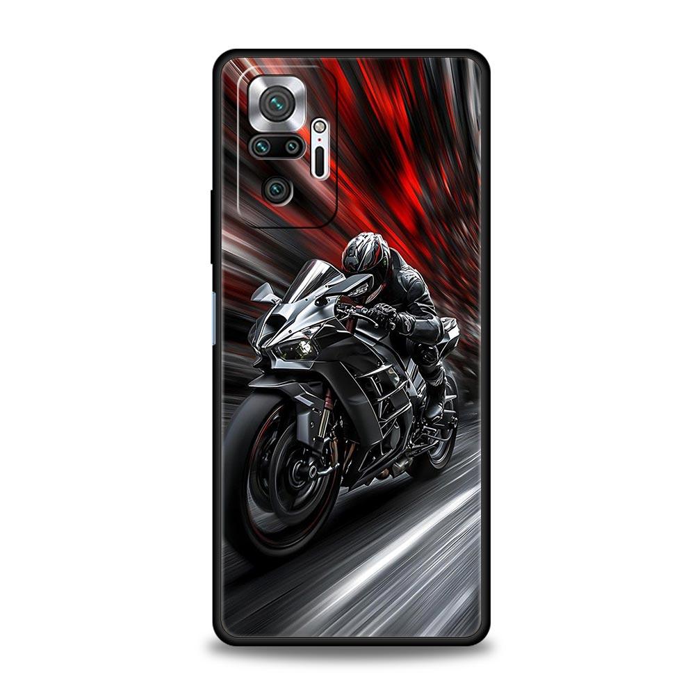 Phone Case Cover for Redmi 14C 10C Note 15 14 13 12 10 11 Pro Plus K40 5G Soft TPU Shockproof Fundas Shell Motorcycle Rider Bags