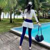 Summer Retro Long Sleeve Crop Top: European & American Streetwear Beach Swimwear