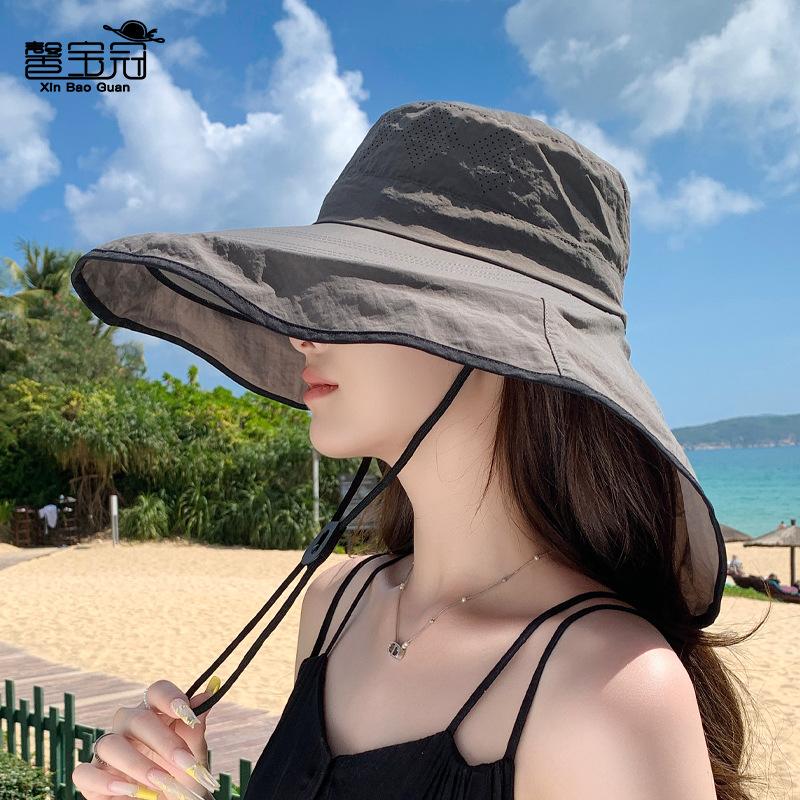 Summer Outdoor Sun Hat Children Large Brim Shawl Neck Protector Quick Drying Waterproof Bucket Hat Mountaineering Fishing Sun Protection Hat