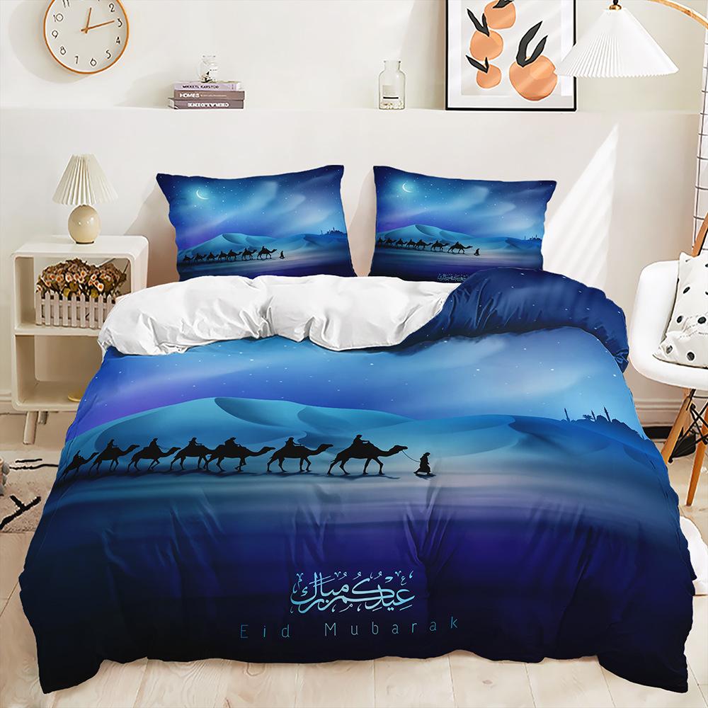 Stars and Moon Duvet Cover Twin King Muslim Ramadan Festival Bedding Set Microfiber Lamp Comforter Cover for Teen Adult Decor