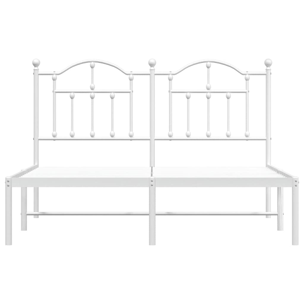 Metal Bed Frame with Headboard White 150x200 cm