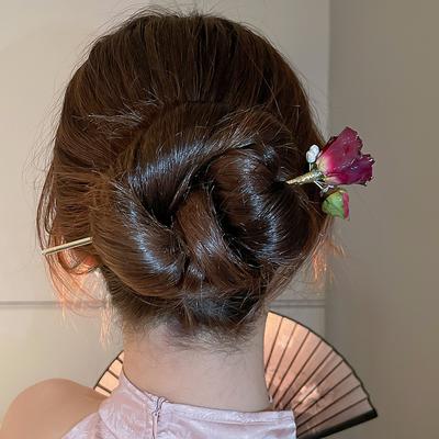 Vintage Rose Pearl Hairsticks for Women New Chinese Style Hairpin Fashion Hairpin Hair Clasp Charms Flower Hair Accessories