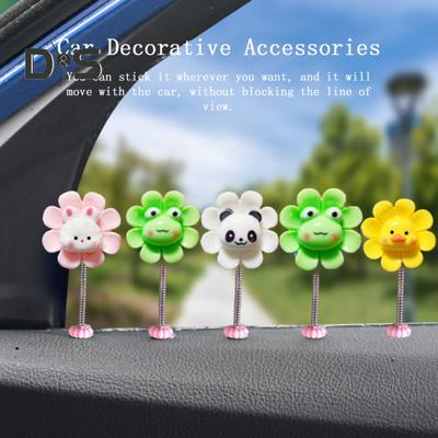 Car Dashboard Decorations Shaking Cartoon Animal Flower Ornament Car Accessoriea Home Office Desk Decoration with Spring