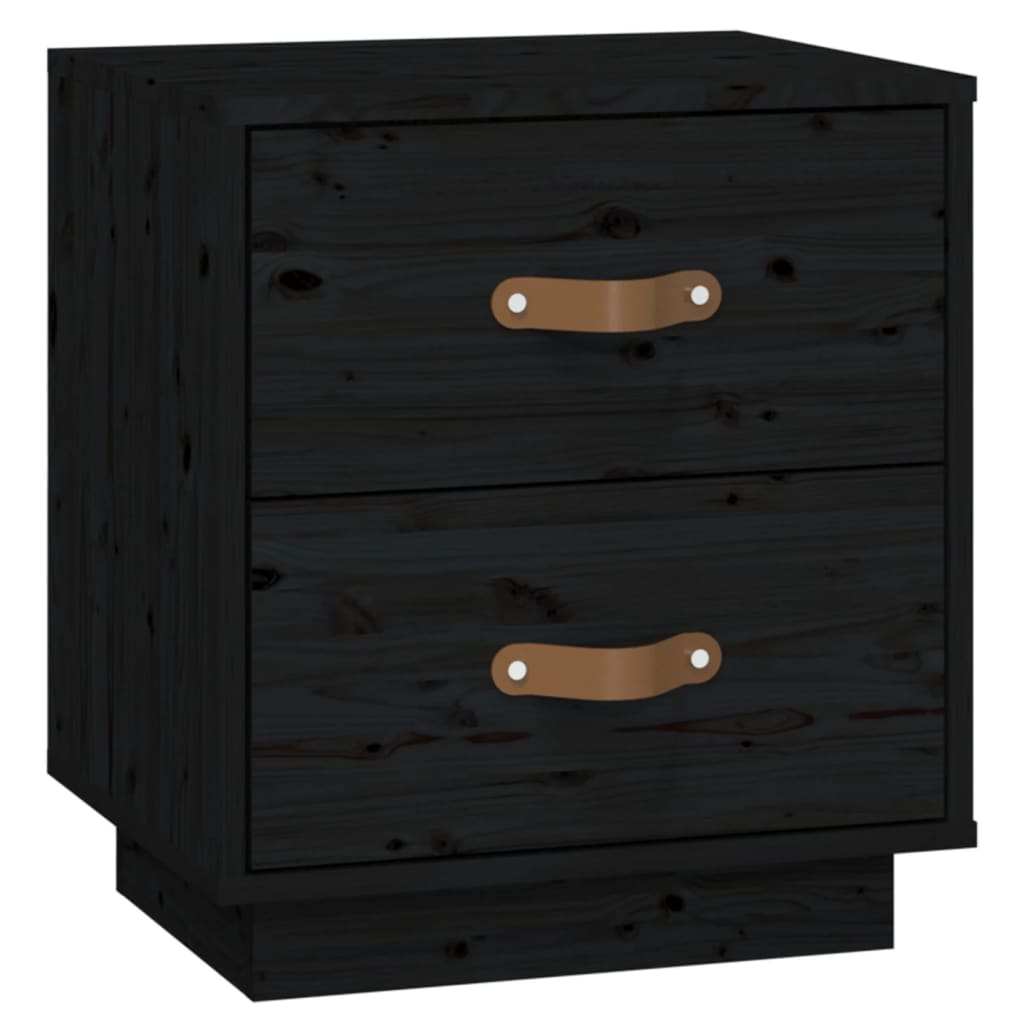 Vidaxl Szafki Nocne, 2 Szt., Czarne, 40X34X45 Cm, Lite Drewno Sosnowe