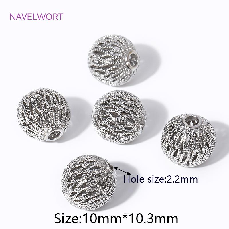18K Gold Plated Hollow Spherical Spacer Beads Brass Round Loose Beads,Separators For Beads,DIY Beading Jewelry Making Findings