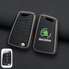 Zinc Alloy Leather Car Remote Key Case Cover Protector Shell Fob For Skoda Superb A7 Kodiaq Octavia A7 A8 Keychain Accessories OO666