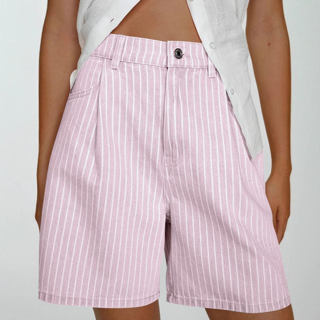 Women High Waisted Trendy Stretchy Denim Shorts Length Cutoff Loose Fit Shorts