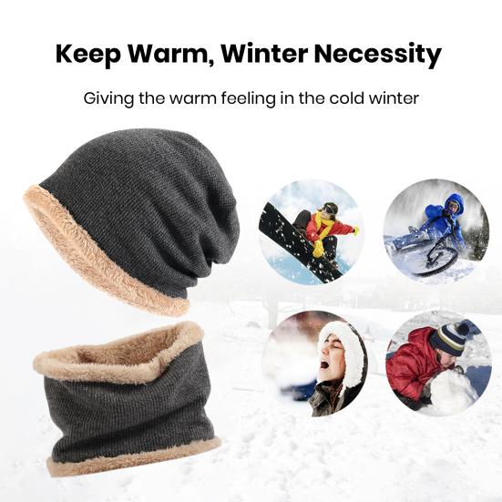 Schlupfmütze Damen B1113 Winter Warm Strick Maske Bonnet Beanie Strick Mützen Kragen Schal Custom S Schalmütze Damen
