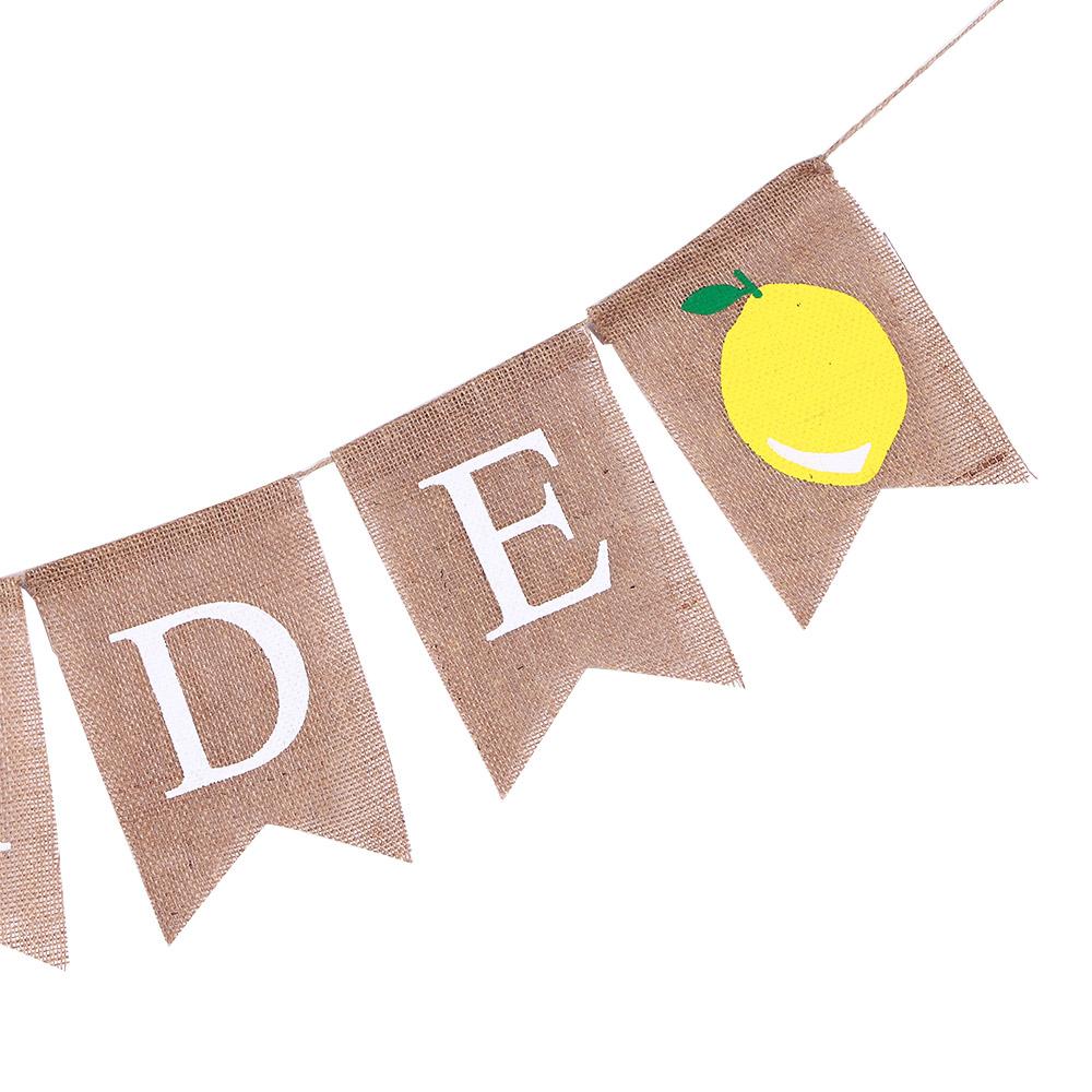 Birthday Party Baby Shower Burlap Summer Lemon Banner Party Decoration Bunting Garland Flag Layout