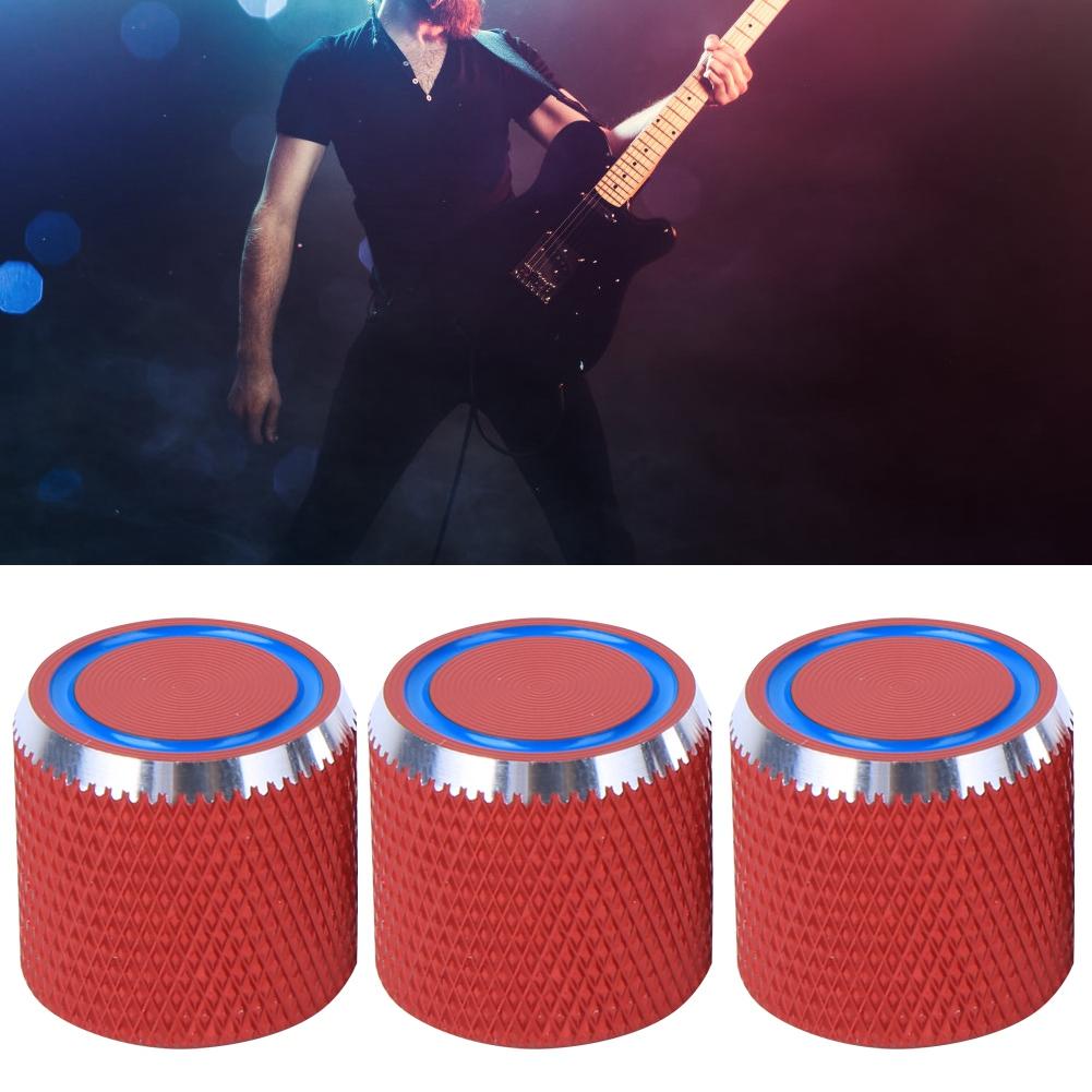 3Pcs Electric Guitar Control Knob Red Metal Bass Musical Instrument Accessories 6mm