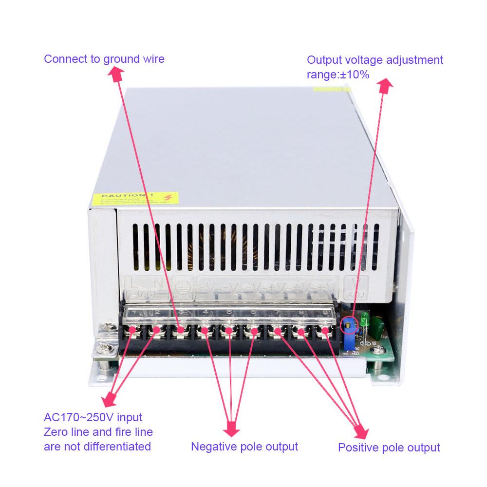 AC 100-240V To DC 24V 41.6A 1000W Voltage Transformer Regulated Switching