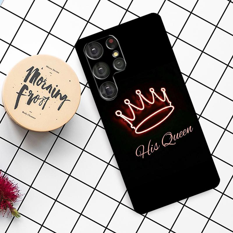 King Queen Couple Lovers Case For Samsung Galaxy S21 S22 S23 S24 S25 Ultra S9 S10 S25 Plus S25 FE S20 FE Phone Cover