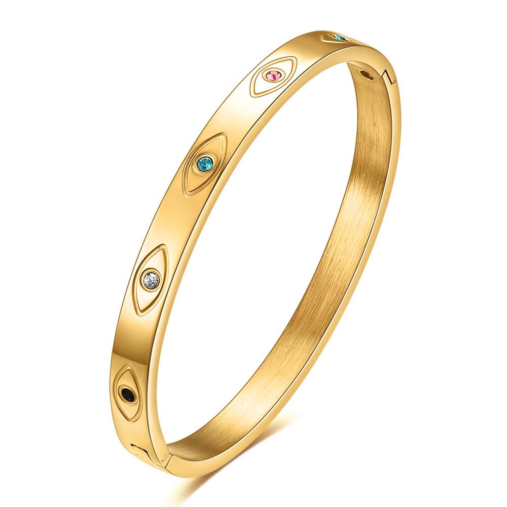 Demon Eye Titanium Steel Bracelet: 6MM 18K Gold, Stylish & Elegant
