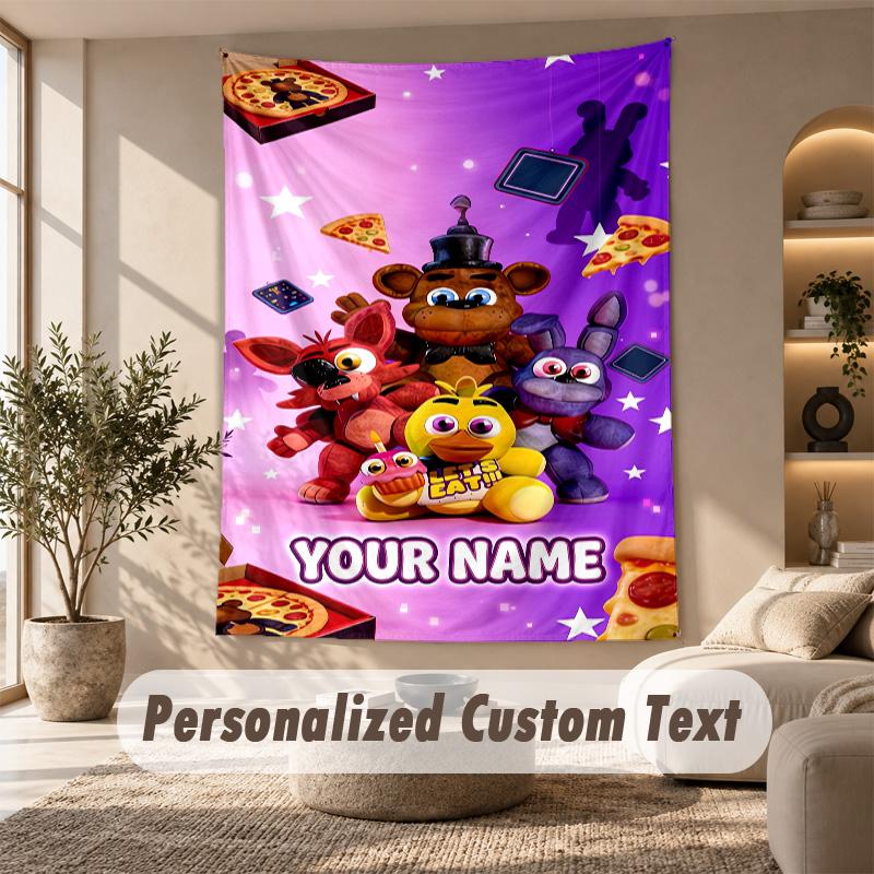 Five Nights At Freddy’s Tapestry, Personalized Custom Text, Wall Hanging Tapestry For Living Room Home Wall Decor