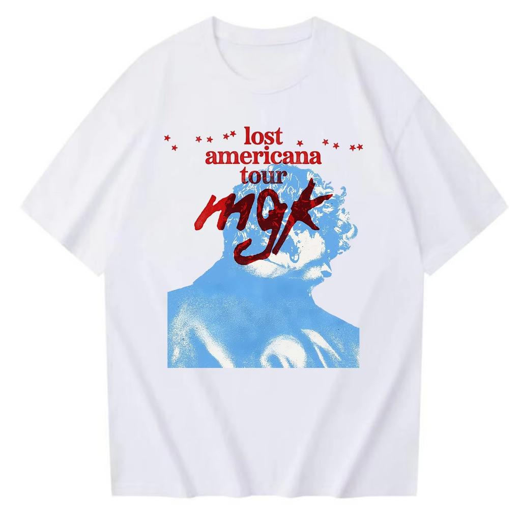 Mgk Lost Americana Tour 2026 Spring summer new Fashion Tshirt O Neck Harajuku y2k Short Sleeve top Casual Shirt for Fans Gift