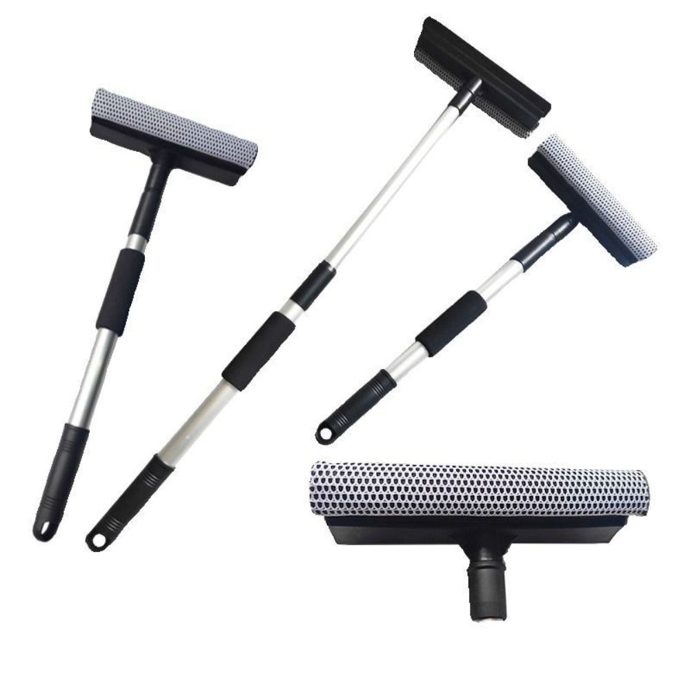 Double-Sided Glass Squeegee Extendable Handle Window Cleaning Wiper Portable Glass Brush Cleaner