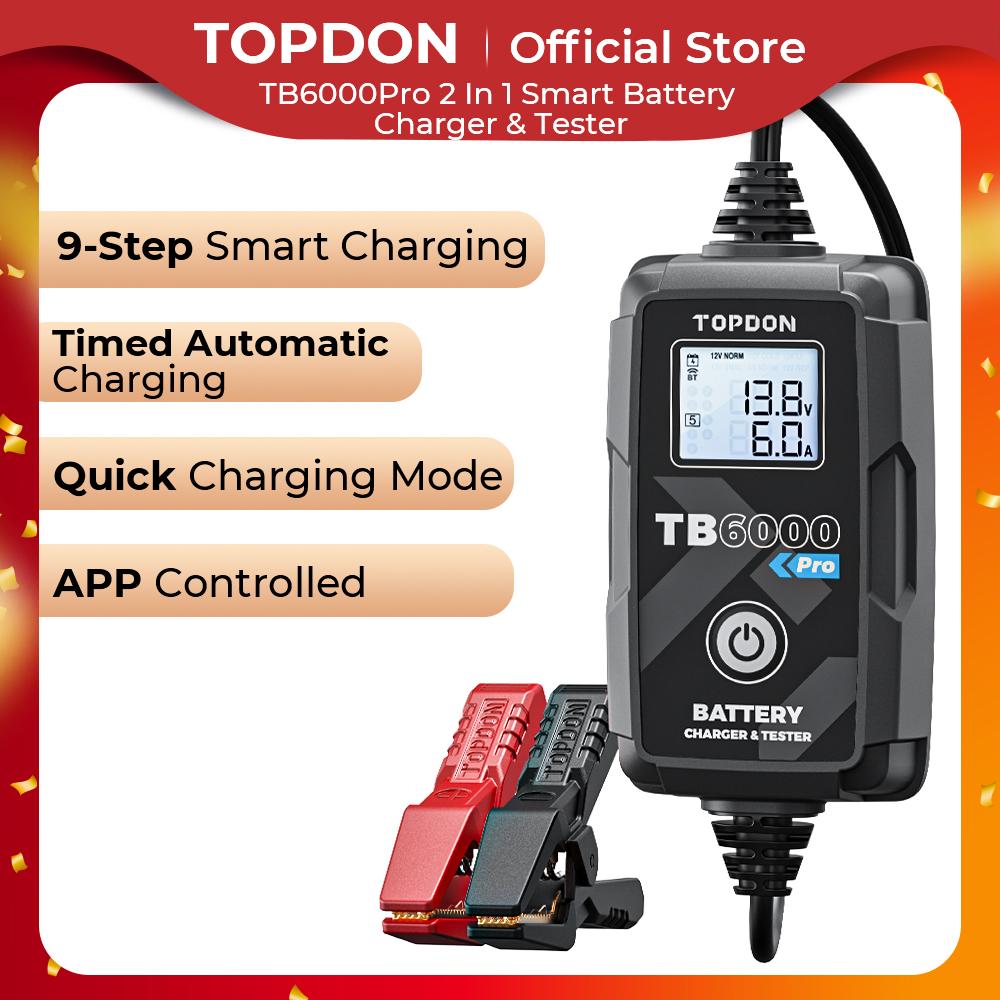 

TOPDON Новое поступление TB6000 Pro портативный 5-240 Ач 6 В 12 В DIY свинцово-кислотный литиевый автомобильный аккумулятор зарядное устройство и тестер