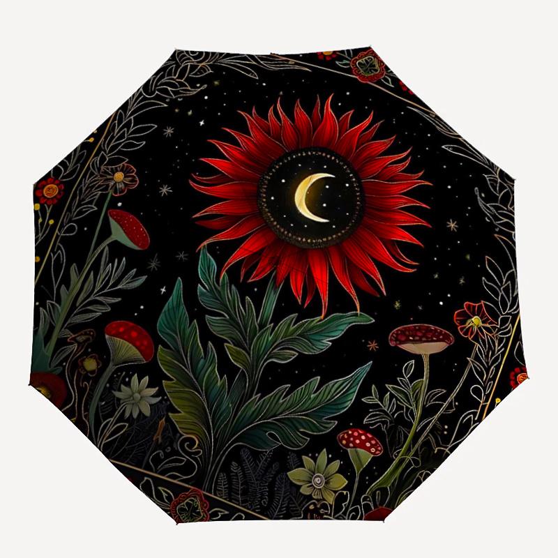 

1pc Celestial Garden Mystical Bloom Automatic Open/close Umbrella, 8-Rib sturdy structure, Portable Travel Umbrella, Parties, Everyday Useb087
