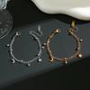 Women's Double-Layer Titanium Steel Bracelet with Star and Moon Design - Light Luxury High-End Jewelry, Non-Fading.