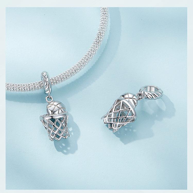 Yinziyun S925 Silber Platin-plattiert 3D Basketball Anhänger für DIY Armbänder