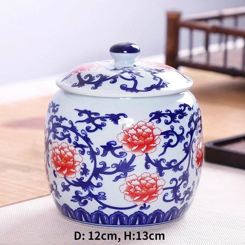 Canister for Loose Tea, Chinese Porcelain Puer Tin, Caddy, Ceramic Canister, Airtight Coffee, Household Jar, Storage Container