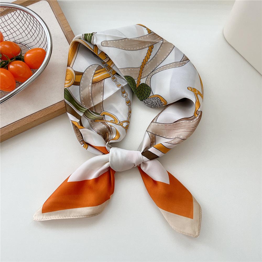 70*70cm New Luxury Square Scarf Silk Scarves Women Neck Hair Tie Band Hijab Kerchief Head Headband Smooth Bandana Female Foulard