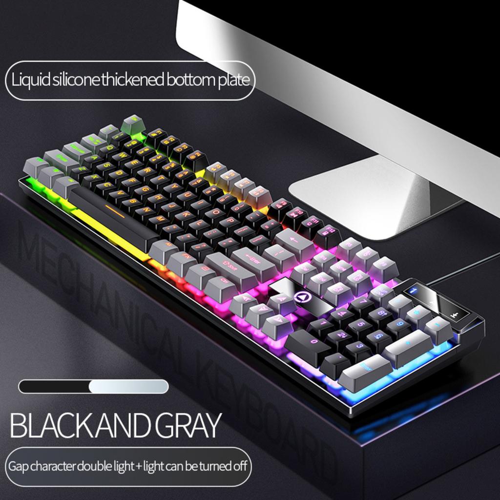 Carving K500 Gaming Tastatură cu fir Potrivirea culorilor Computer de birou cu senzație mecanică luminoasă