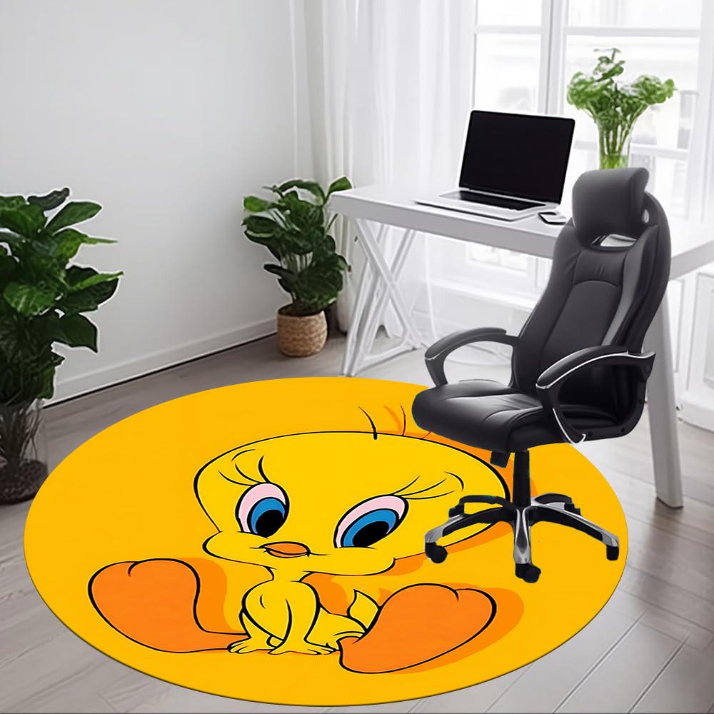 1pc Looney Tunes Tweety Bird Office Round Area Rug, Under Office Chairs Bedroom Living Room Home Decor A1022343